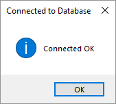 Tkinter message box showing a successful connection to a database