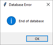 An End of Database error message