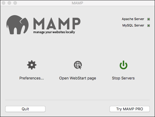 MAMP server installed on a Mac