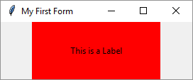 Tkinter form showing a label with a background color