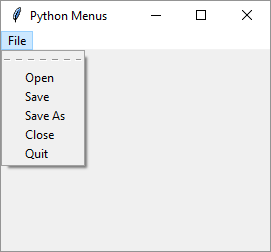 Tkinter file menu