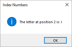 Message box showing a different index number